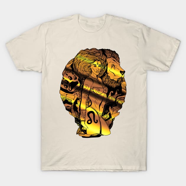 Gold Leo Beauty T-Shirt by kenallouis